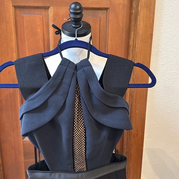 PRICE FIRM Self-Portrait Classic Black & Blue Fabric Dress Size 4 - Picture 5 of 8